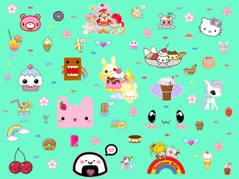 kawaii chibi hello kitty rainbow bright wallpaper Wallpaper