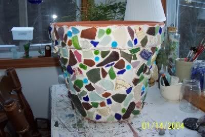 sea glass mosaic lamp