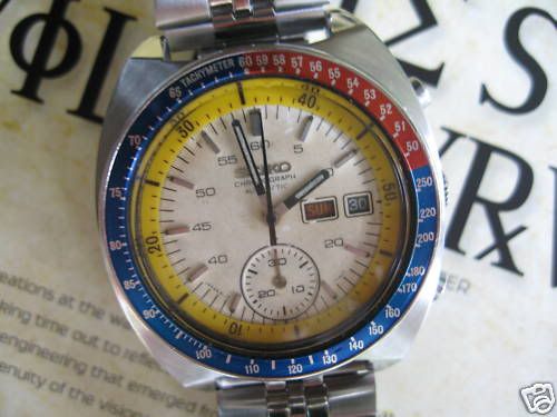 made for SEIKO Chronograph 6139 rotates = Chapter Ring White with Gear Teeth 