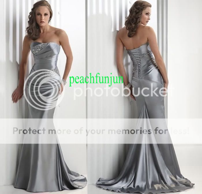 Sexy Silver Beads Bride Ball/Gown/Prom Gown All Size  